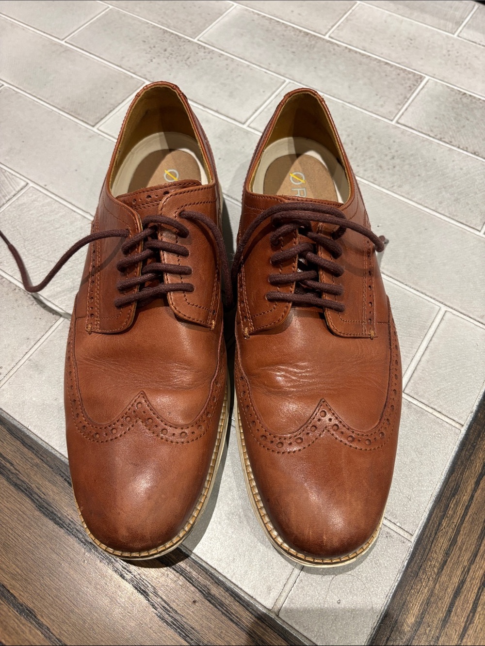 Cole Haan OriginalGrand Mens Brown Leather Wingtip Oxfords